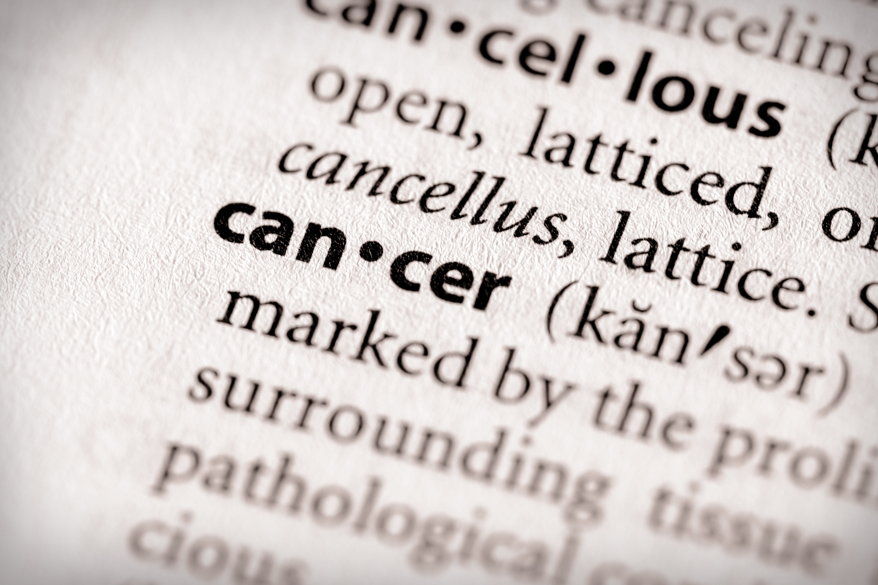Selective focus on the word "cancer". Many more word photos in my portfolio...
