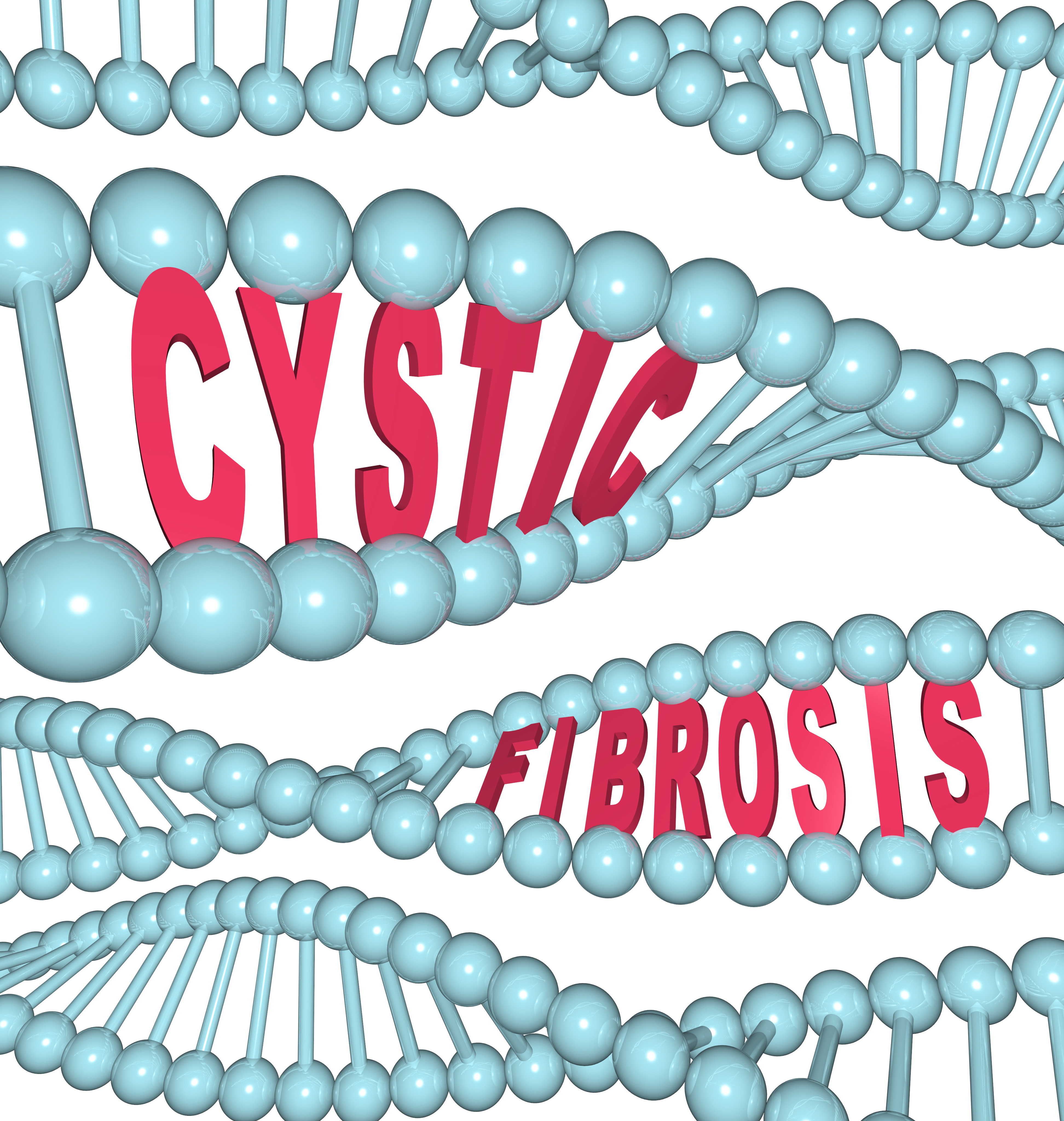 The words Cystic Fibrosis in strands of DNA