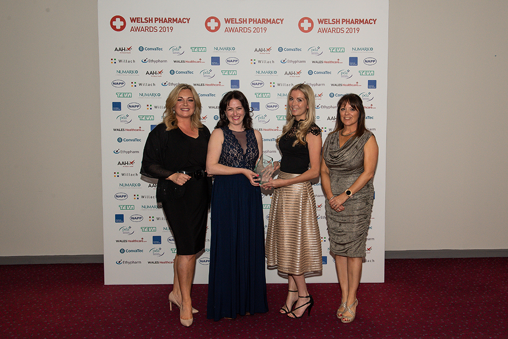 Asthma Project of the Year Award winner, Liz Howells and Susan Scarr, Tenby Surgery, Gas Lane, Tenby, with Amanda Foster, Napp Pharmaceuticals Limited, and Jackie Reynolds, Medicines Management Pharmacist (Aneurin Bevan University Health Board)
