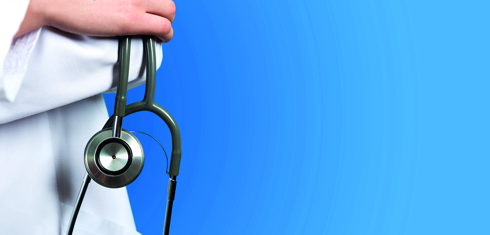 Medical blue background doctor with a stethoscope